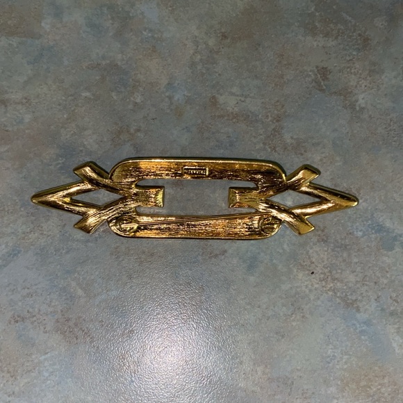 Vintage Art Deco Trifari TM Brooch Black Enamel & Rhinestones - Picture 2 of 3